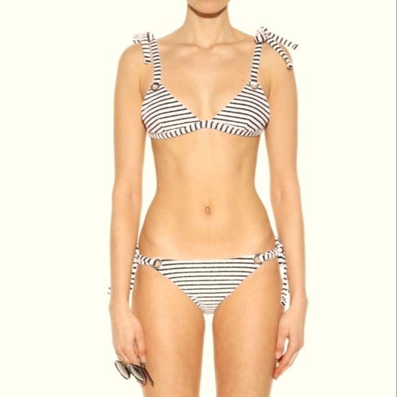 Mara Hoffman Navy and White Stripped Terry Cloth Bikini - Picture 1 of 3